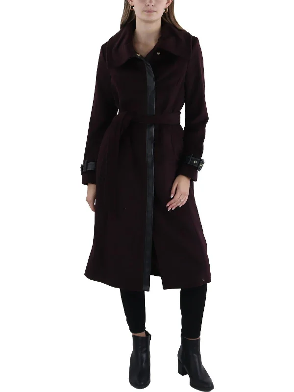 Womens Wool Blend Mixed Media Wool Coat