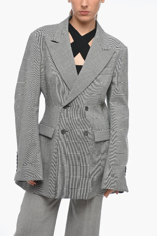 Matthew Adams Dolan Double Breasted Blazer with Pied de Poule Pattern