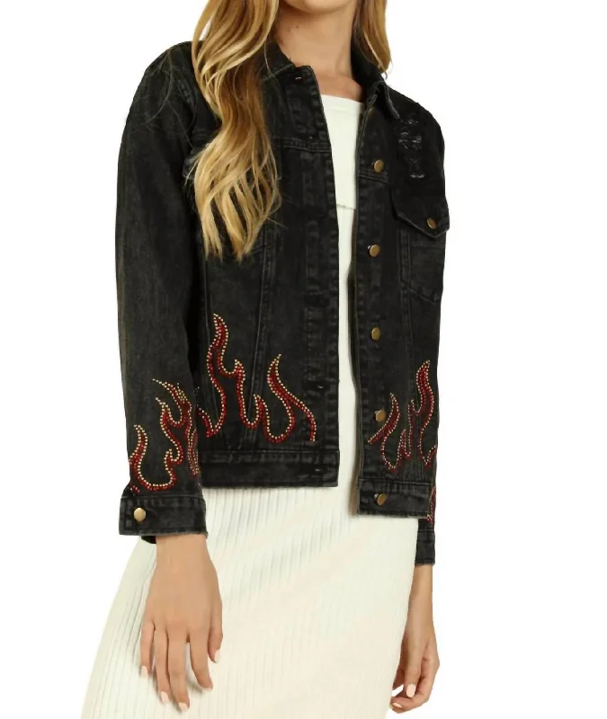 Some Like It Hot Distressed Denim Jacket In Vintage Black